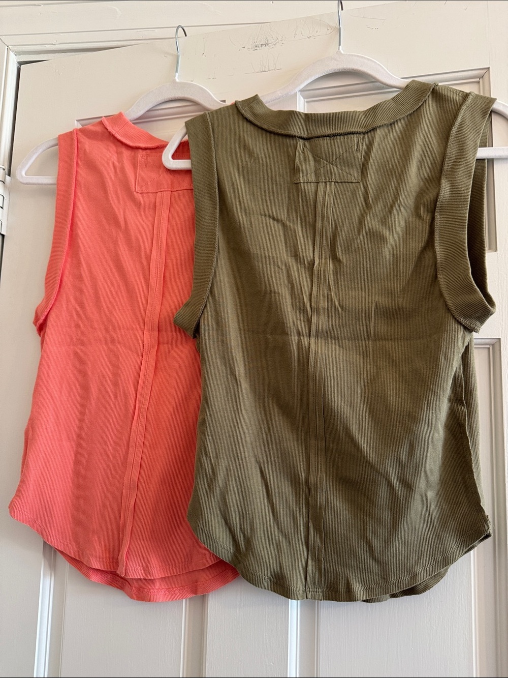 We The Free Kate Tank Top BUNDLE in Olive Green and Coral Cotton - Picture 4 of 6